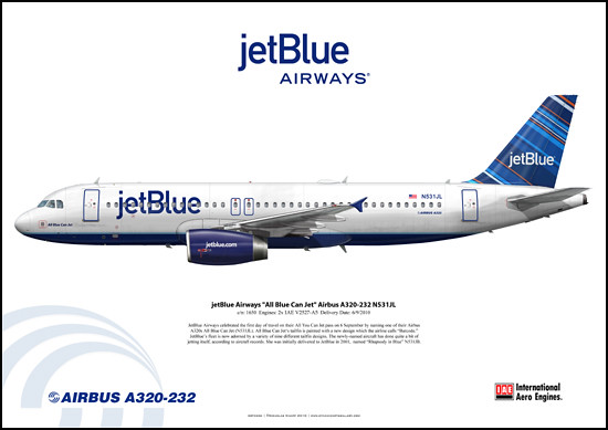 jetBlue Airways All Blue Can Jet Airbus A320-232 N531JL