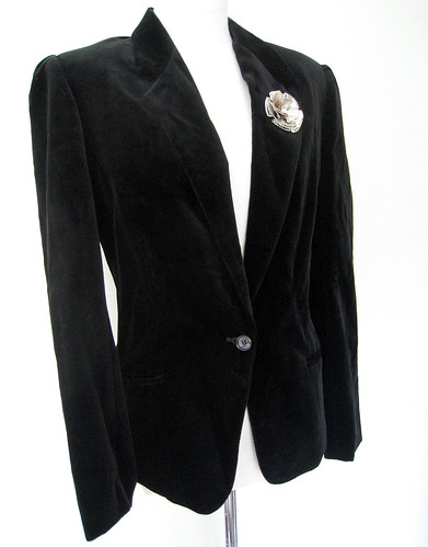 Vintage Classic Black Velvet Blazer Jacket 