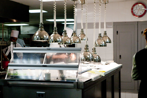 Inside the kitchen: Heat lamps, plating station