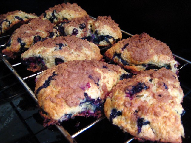Scones made with blueberries picked out of our front yard!