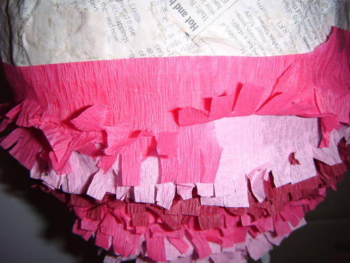 uterus piÃ±ata - curl up the frilly bits as you do each layer