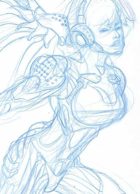 mech suit 2 pencils sketch of the day