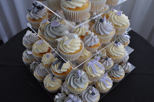 Lilac pale grey and silver wedding cupcakes