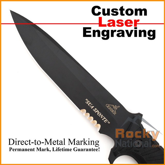 Personalize your Gerber LHR Combat Knife with custom laser engraving.