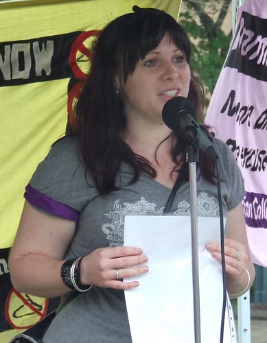 Ellen of the Pro-Choice Action Collective speaks at the Pro Choice Rally, Queens Park, George and Elizabeth Sts, Brisbane, Queensland, Australia 101009