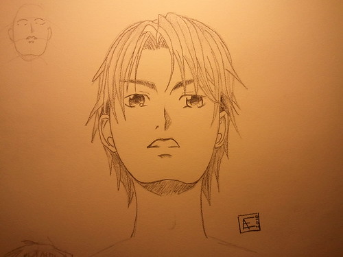 Manga Boy's Face (Up View) - Final Sketch