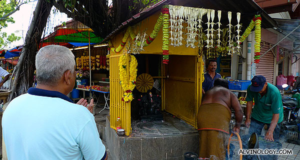 There is a small Indian shrine beside the Goddess of Mercy Temple