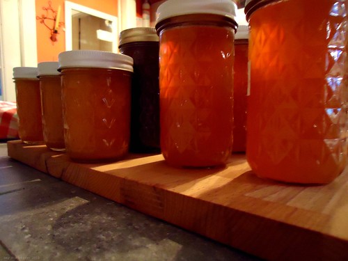 apple and pear butter and peach jam