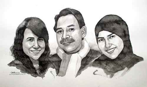 portraits in black and white watercolour - b