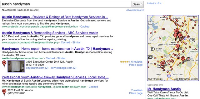 New Google Local Results - Austin Handyman