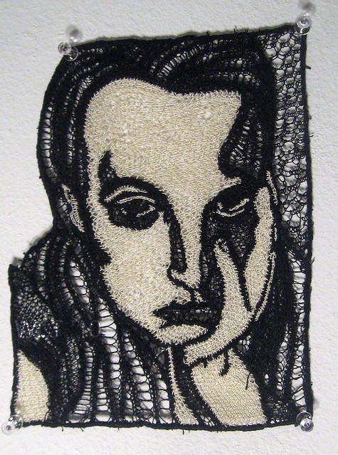 Lace portrait with cast shadow