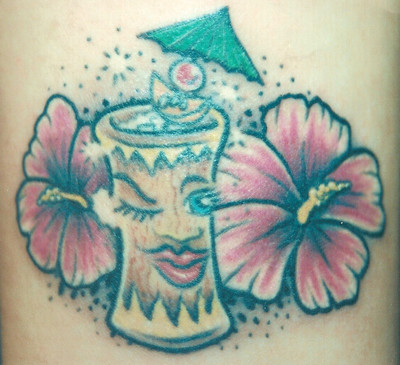 Tiki Drink tattoo. Tattoo by Tim Baxley. Southside Tattoo & Piercing