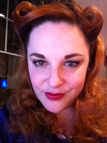 victory rolls hairstyle. down victory rolls.