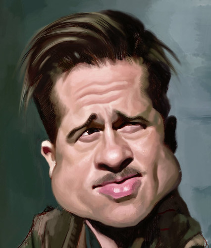 digital caricature of Brad Pitt - 3 small