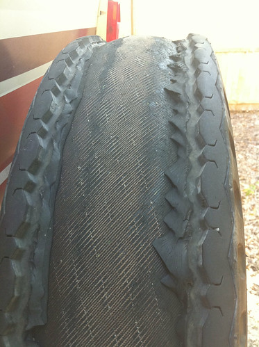 Shredded truck tire!