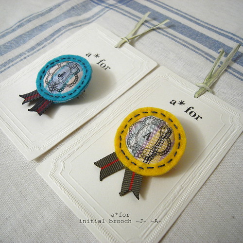 a*for...initial brooch -J A-
