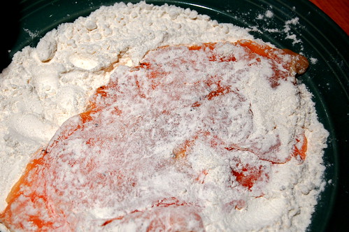 Dredge cutlets in flour