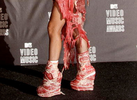 Леди Гага в туфлях из мяса на  MTV Music Awards.