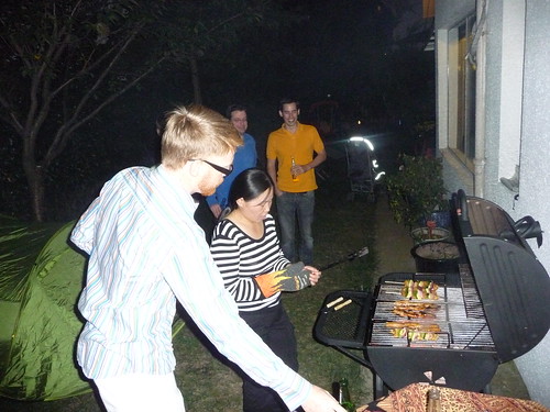 Jim teaching our cooking ayi how to use the BBQ