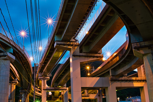 フリー写真素材|建築・建造物|道路・線路|夜景|日本|
