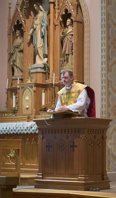 Father David Kemna, FSSP, at Saint Francis of Assisi Catholic Church, in Portage des Sioux, Missouri, USA - homily