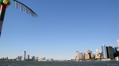 JC and NYC, view from Water Taxi Beach