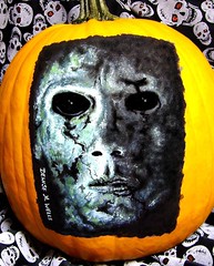 michael myers 'halloween' pumpkin painting by denise a. wells