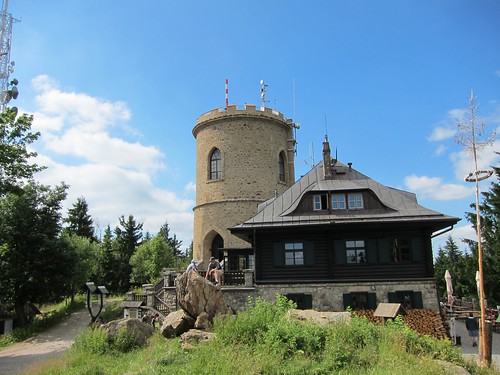 Top of Mt. Klet with 19th-century stone observatory.