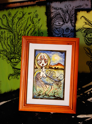 Watercolor Harpy framed