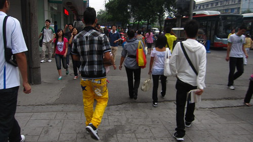 Yellow pants, near North Train Station, Chengdu