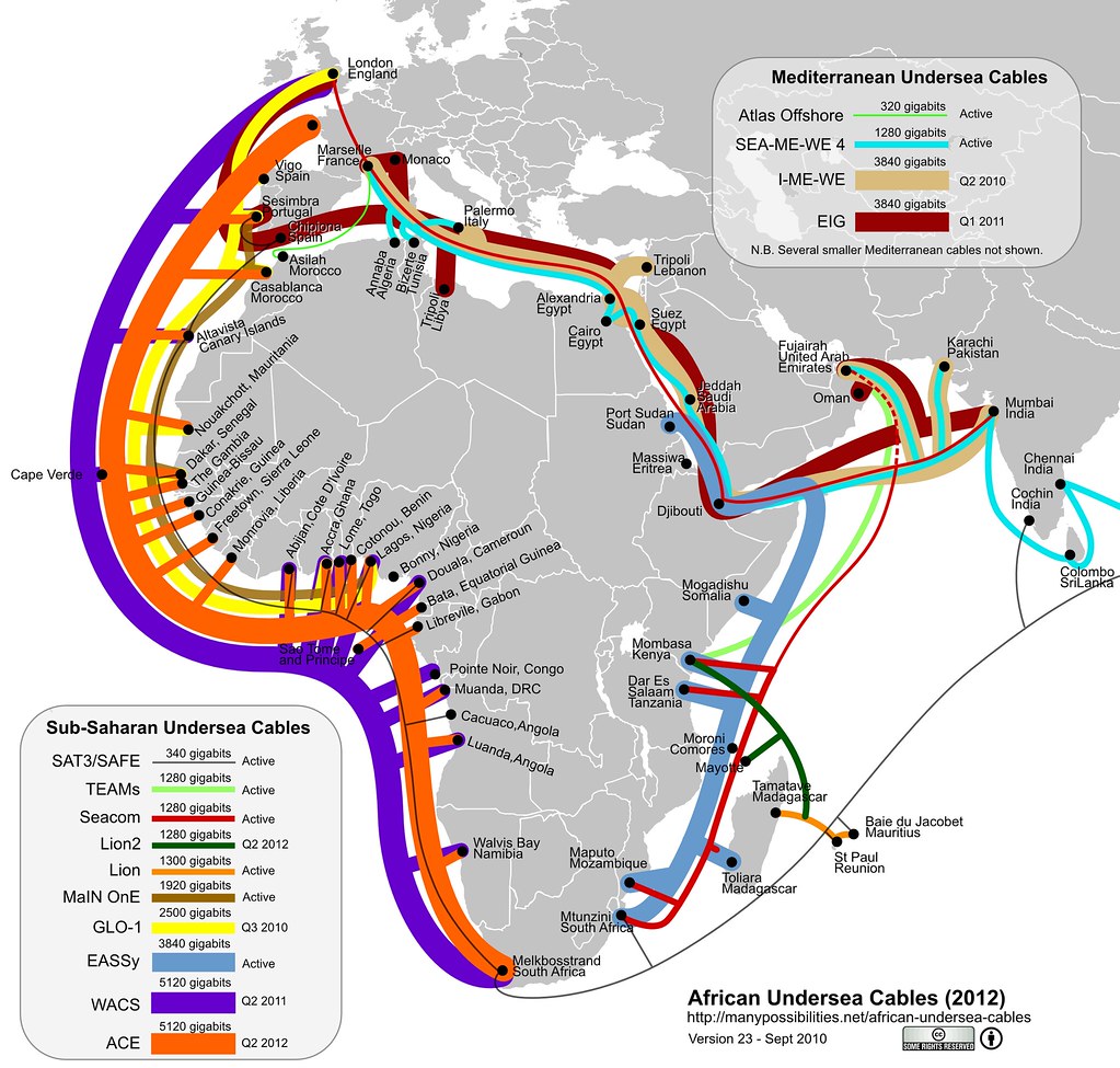 Sub-saharan Undersea Cables in 2012 - maybe (version 23)