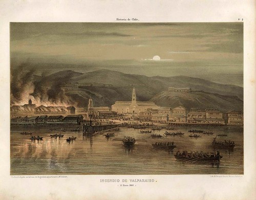 005-Incendio de Valparaiso 15 de Marzo de 1845-Atlas de la historia física y política de Chile-1854-Claudio Gay