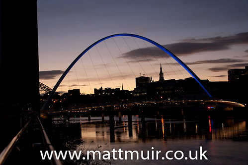 Newcastle Upon Tyne Millenium and Tyne Bridges by night -_