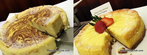 Cheesecake with Sour Cream Topping and Mascarpone Chocolate Swirl Cheesecake