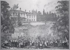 Historic photo from 1854 - Government House - Elmsley House (1815-1860) Simcoe St., s.w. cor. King St. W. in King Street West