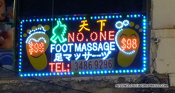 Funny signboard - No One Foot Massage