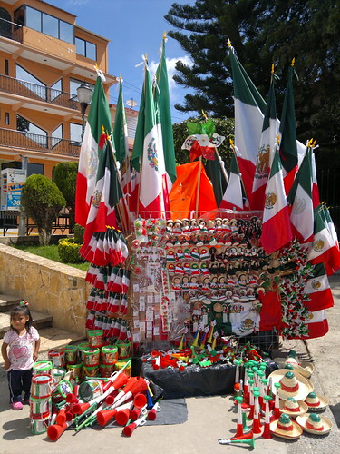 Selling flags for Mexican Independence Day