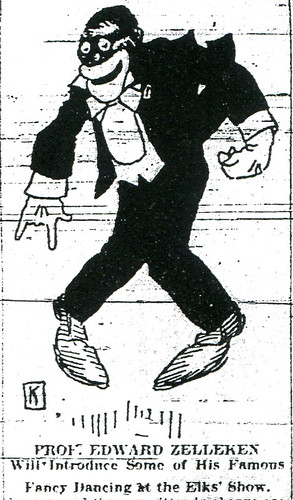 A cartoon of Prof. Edward Zelleken's anticipated black face appearance.