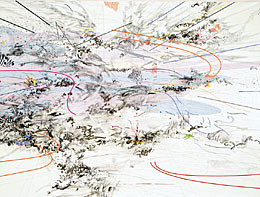 Manifestation (detail), 2003; ink and acrylic on canvas, Julie Mehretu