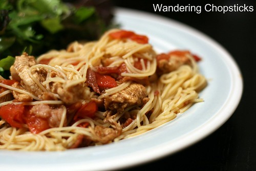 Angel Hair Pasta with Balsamic Chicken, Bacon, and Diced Tomatoes 3