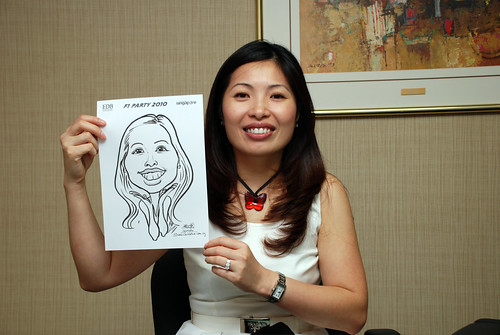 Caricature live sketching for EDB F1 Party 2010 - 2