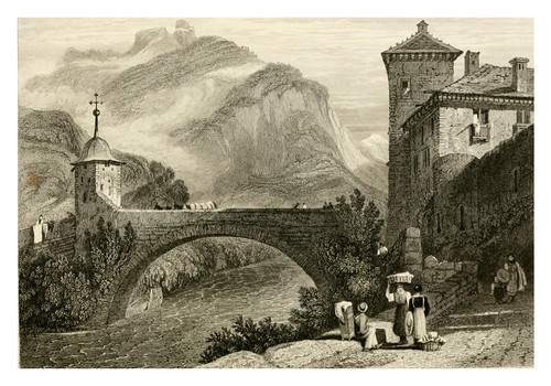 010-Puente de San Mauricio-The tourist in Switzerland and Italy-1830-Samuel Prout