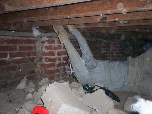 me putting the insulation up