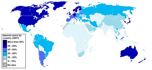 Mapa rozpowrzechnienia internetu na świecie