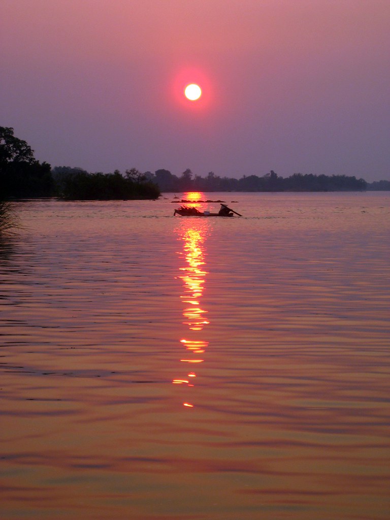 Sunset on Don Det at Laos’ Si Phan Don. 