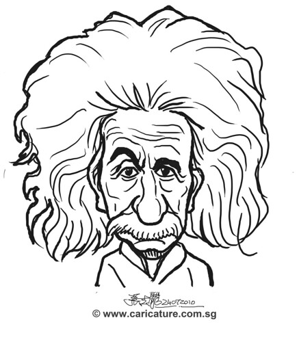 digital caricature sketch of Albert Einstein - simple outline