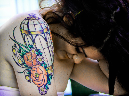girl with a birdcage tattoo Tattoos Gallery