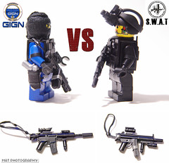GIGN vs SWAT 2 (Shobrick) Tags: night radio lego gear vision tiny weapon vest custom smg swat m16 holster tactical suppressed gign brickarms shobrick