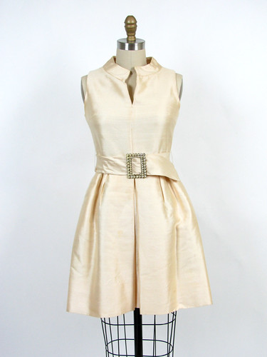 60's raw silk mod dress