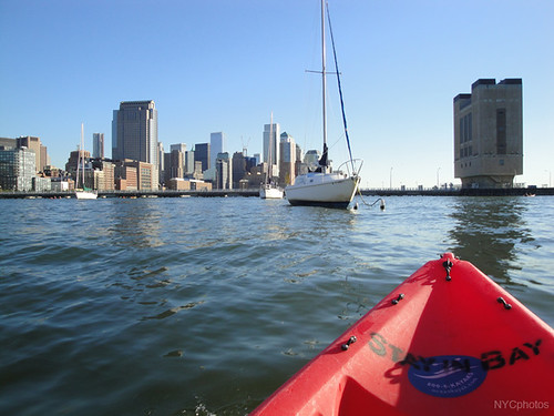 Kayaking toward Lower Manhattan